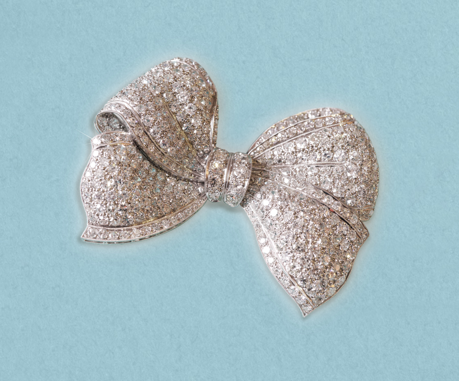 Art Deco diamond bow brooch