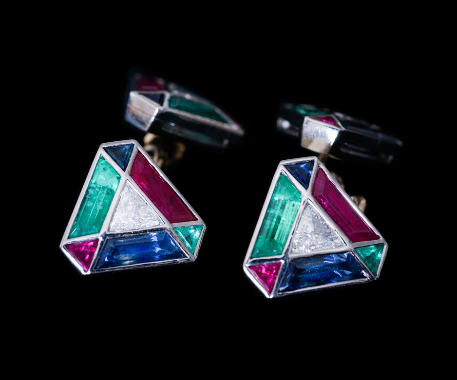 Art Deco multi gem set cufflinks